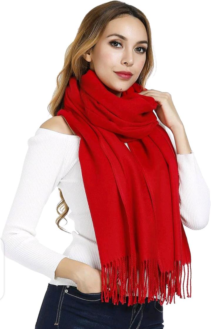 Cashmere short shawl Red